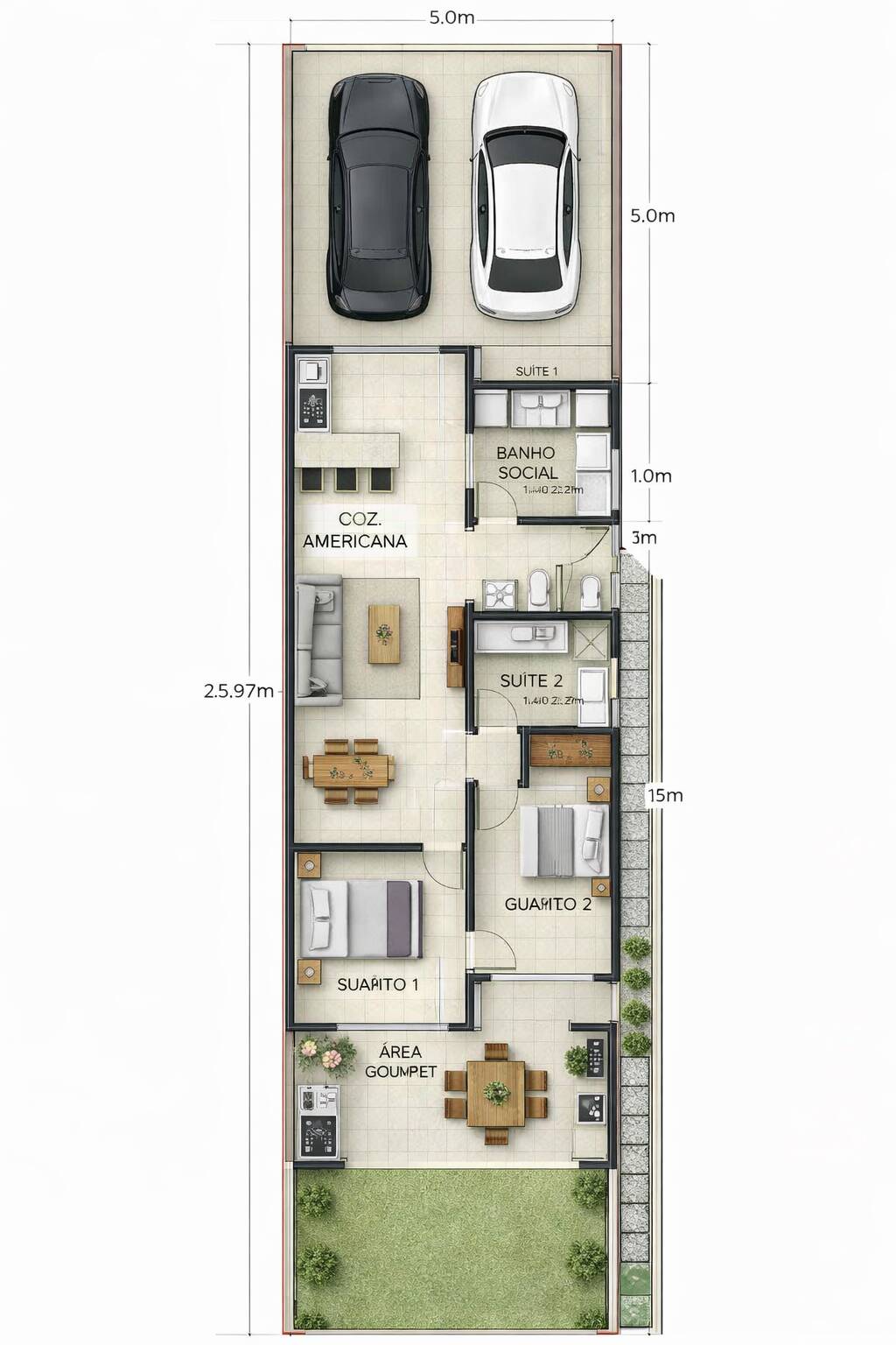 Planta para os lotes de 125m2 
